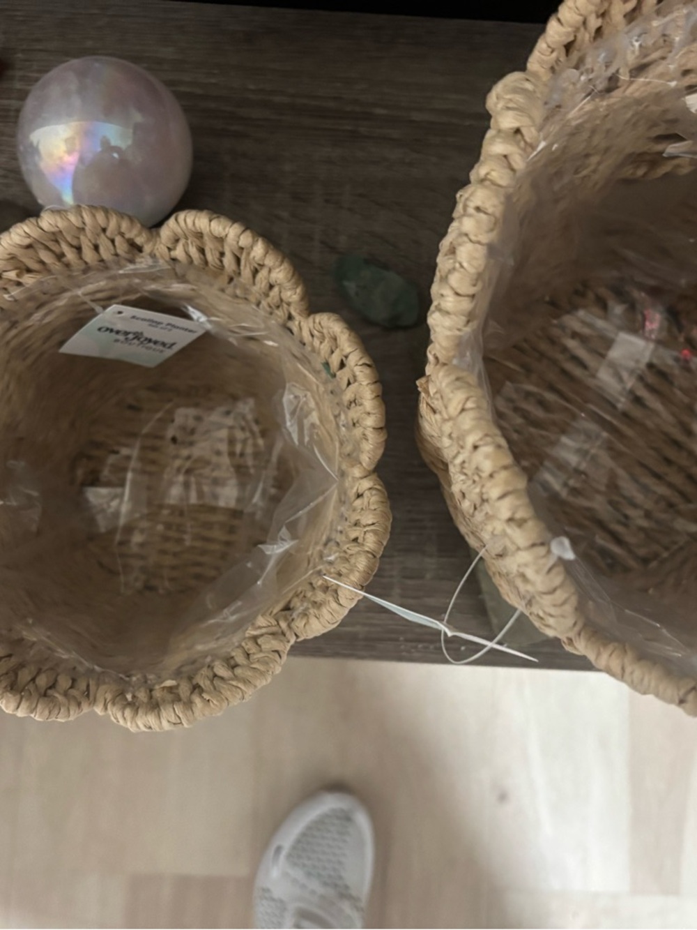 Natural Woven Rattan Planter Pot - Beige